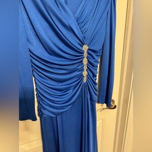 Jovani Vintage Dress 12 Drop Waist Midi Retro Royal Blue Beaded Glam Cosplay